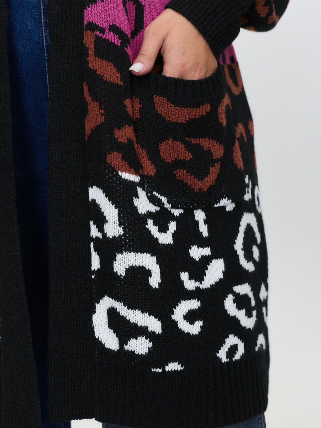 Sweet Leopard Print Jacquard Knit Cardigan