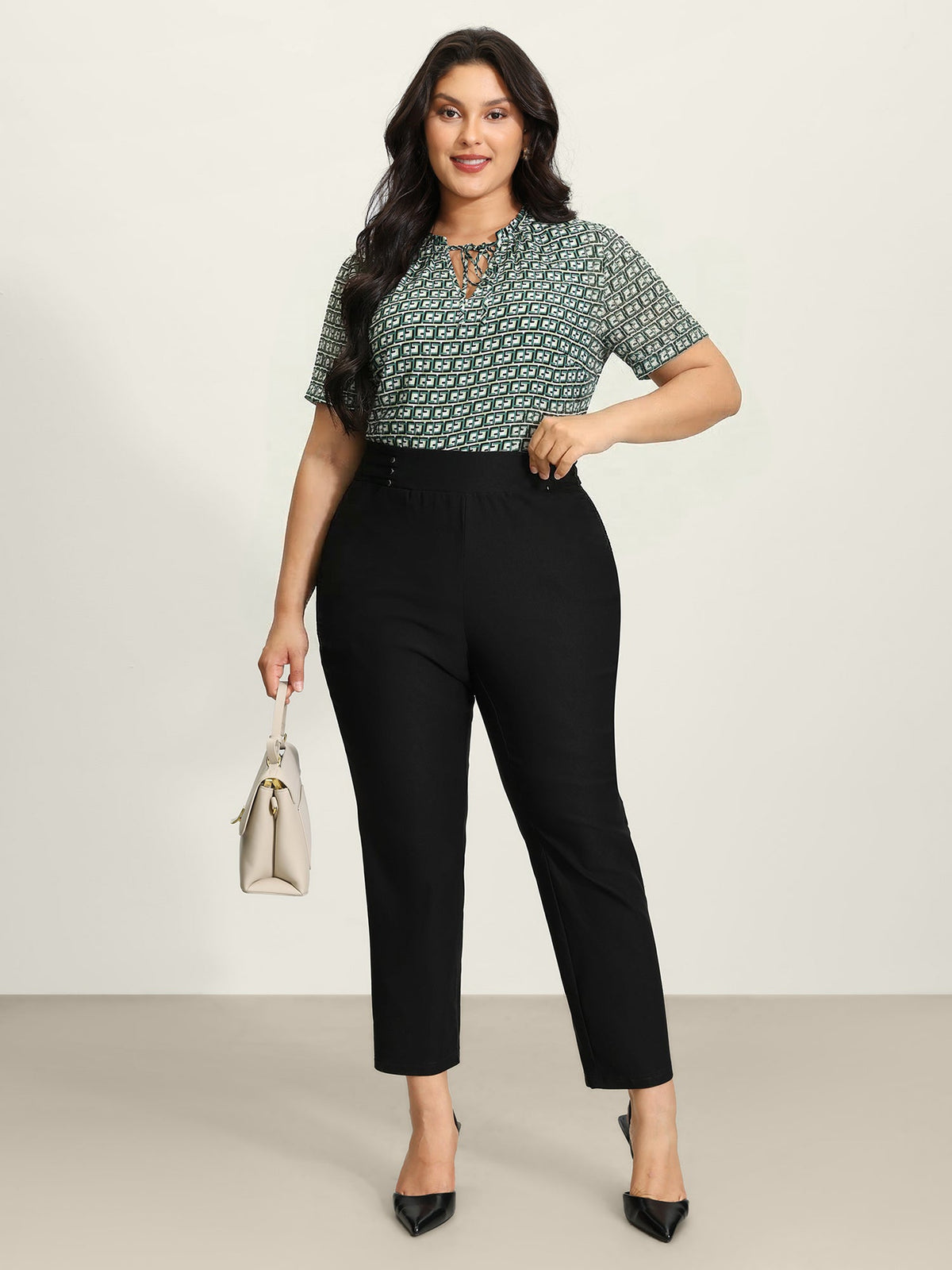 Rivets Wide Waistband Stretchy Pants