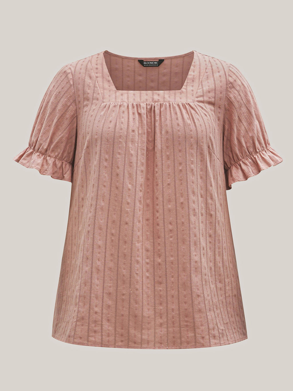 Cotton Square Neck Ruffled Sleeve Blouse