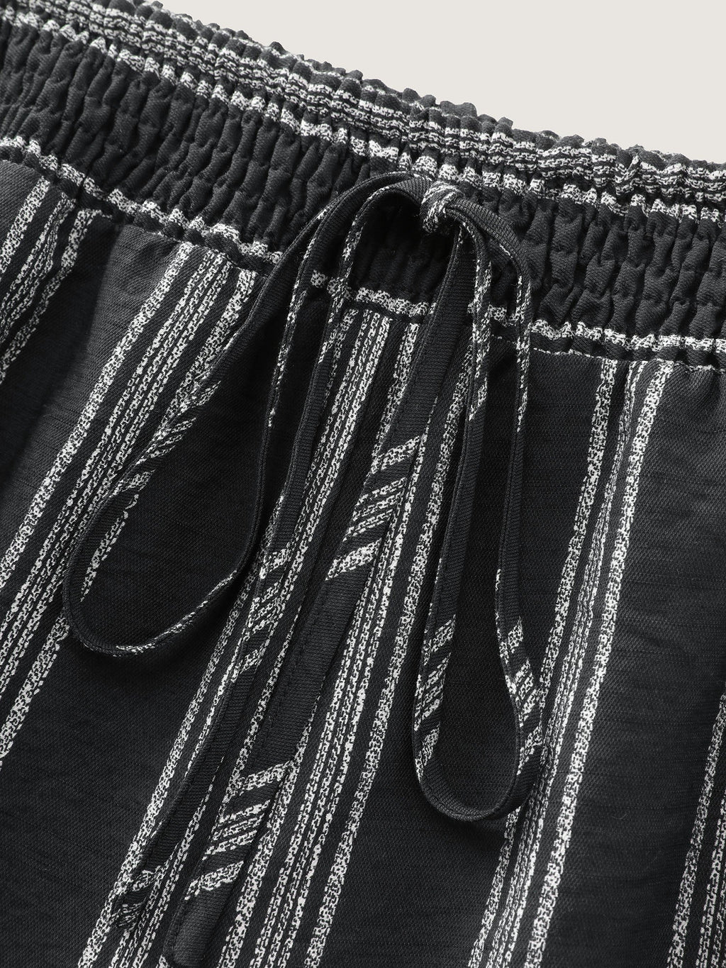 Abstract Striped Drawstring Shirred Waist Pants