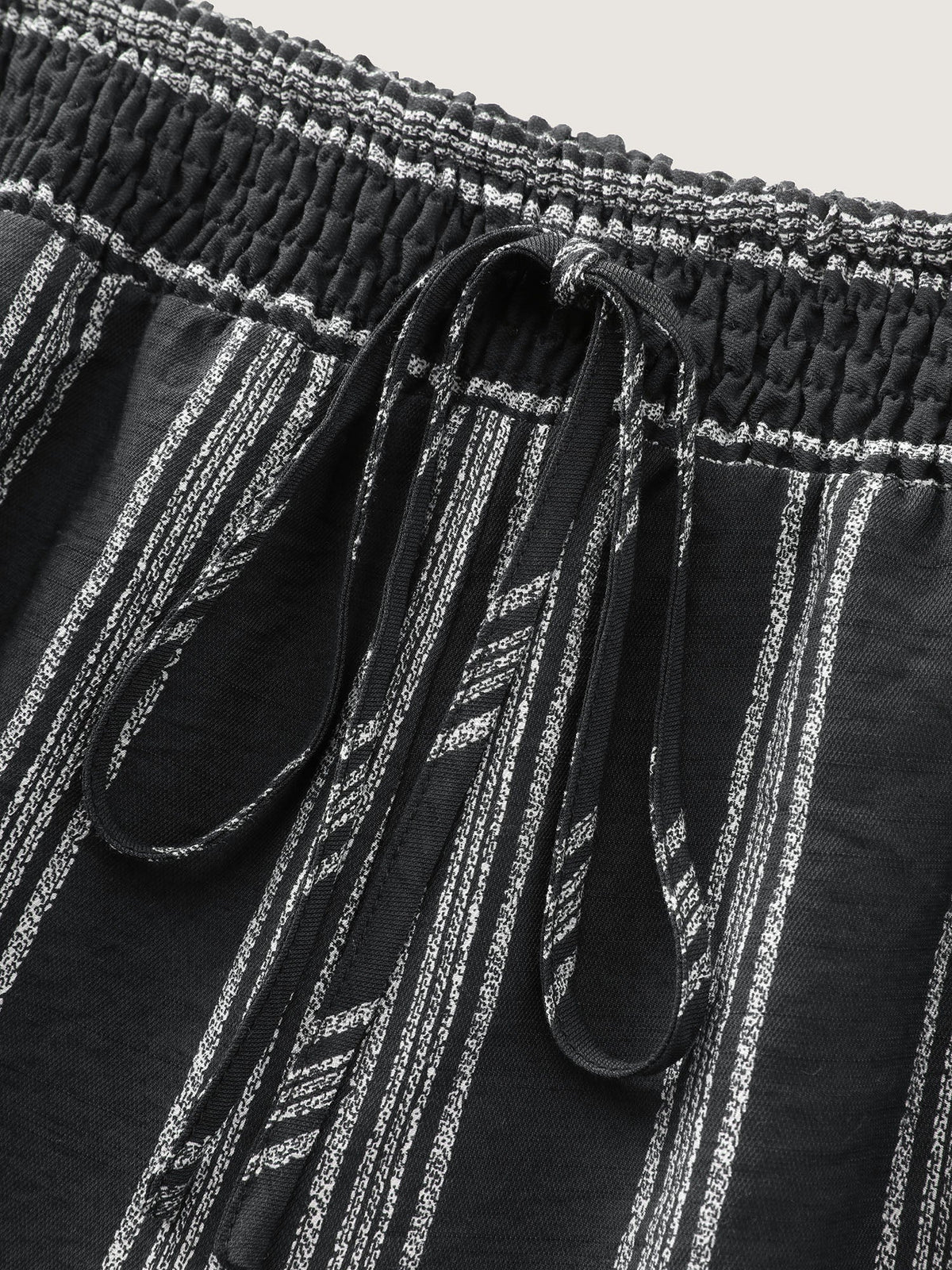 Abstract Striped Drawstring Shirred Waist Pants