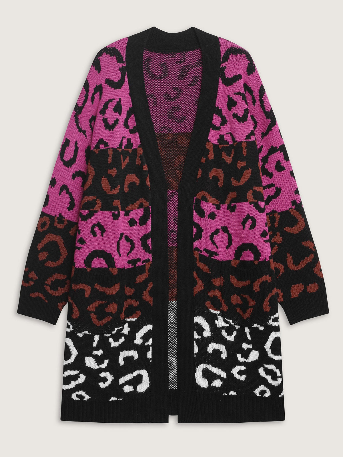 Sweet Leopard Print Jacquard Knit Cardigan