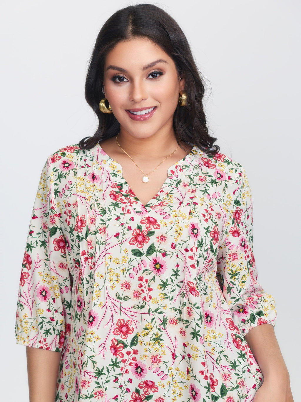 Floral Print Notched Collar Shirt