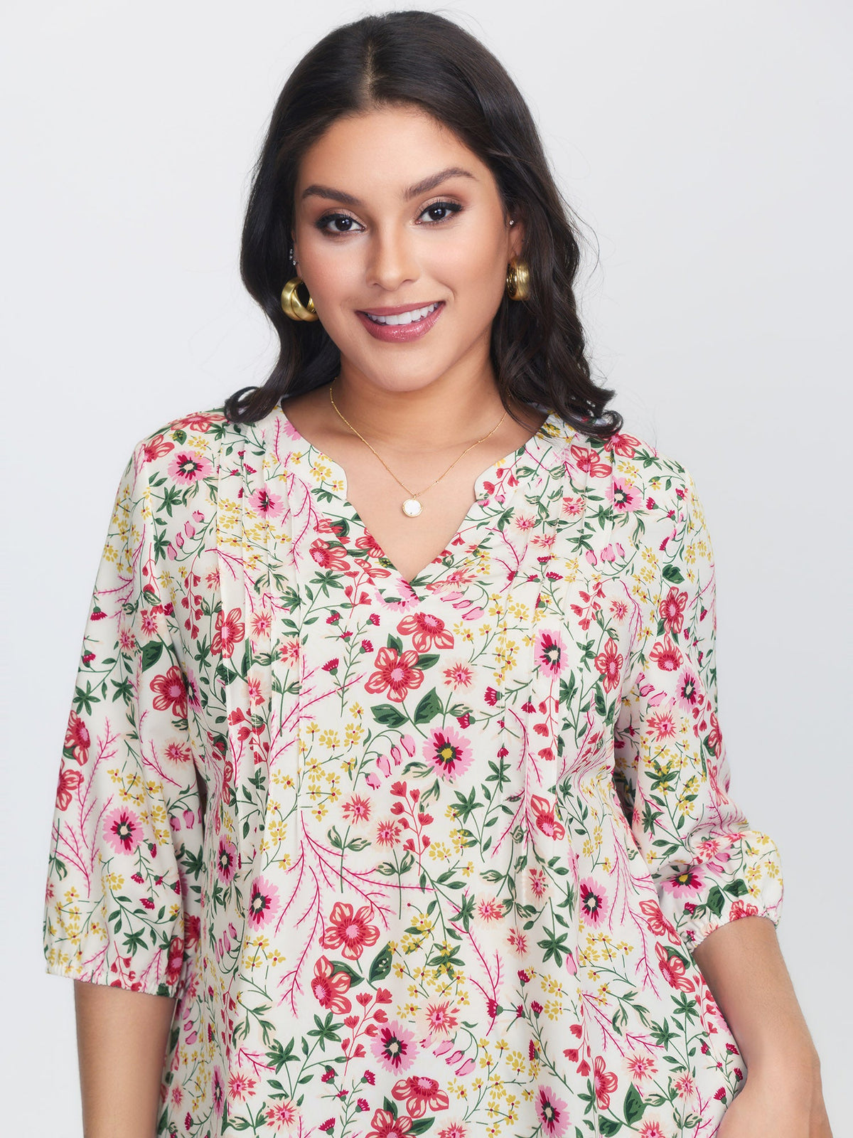 Floral Print Notched Collar Shirt