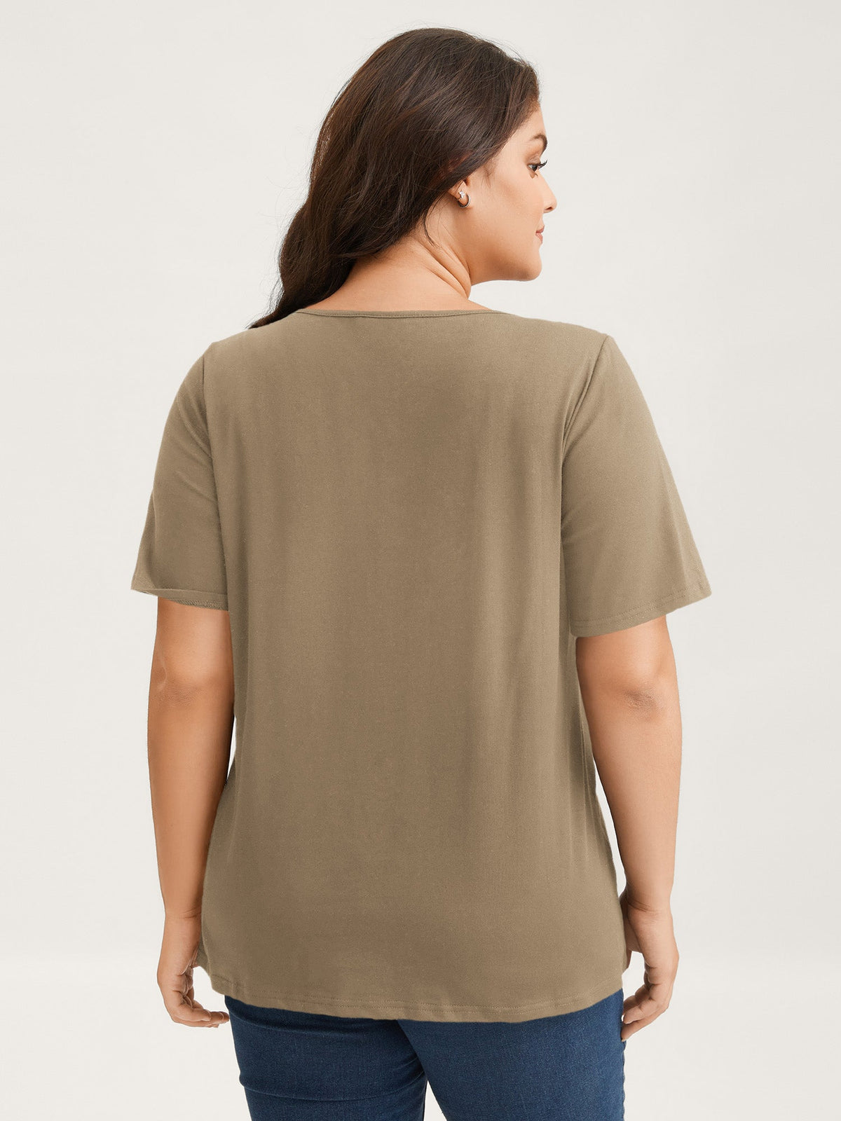 Cotton V Neck Plain Basic T-shirt