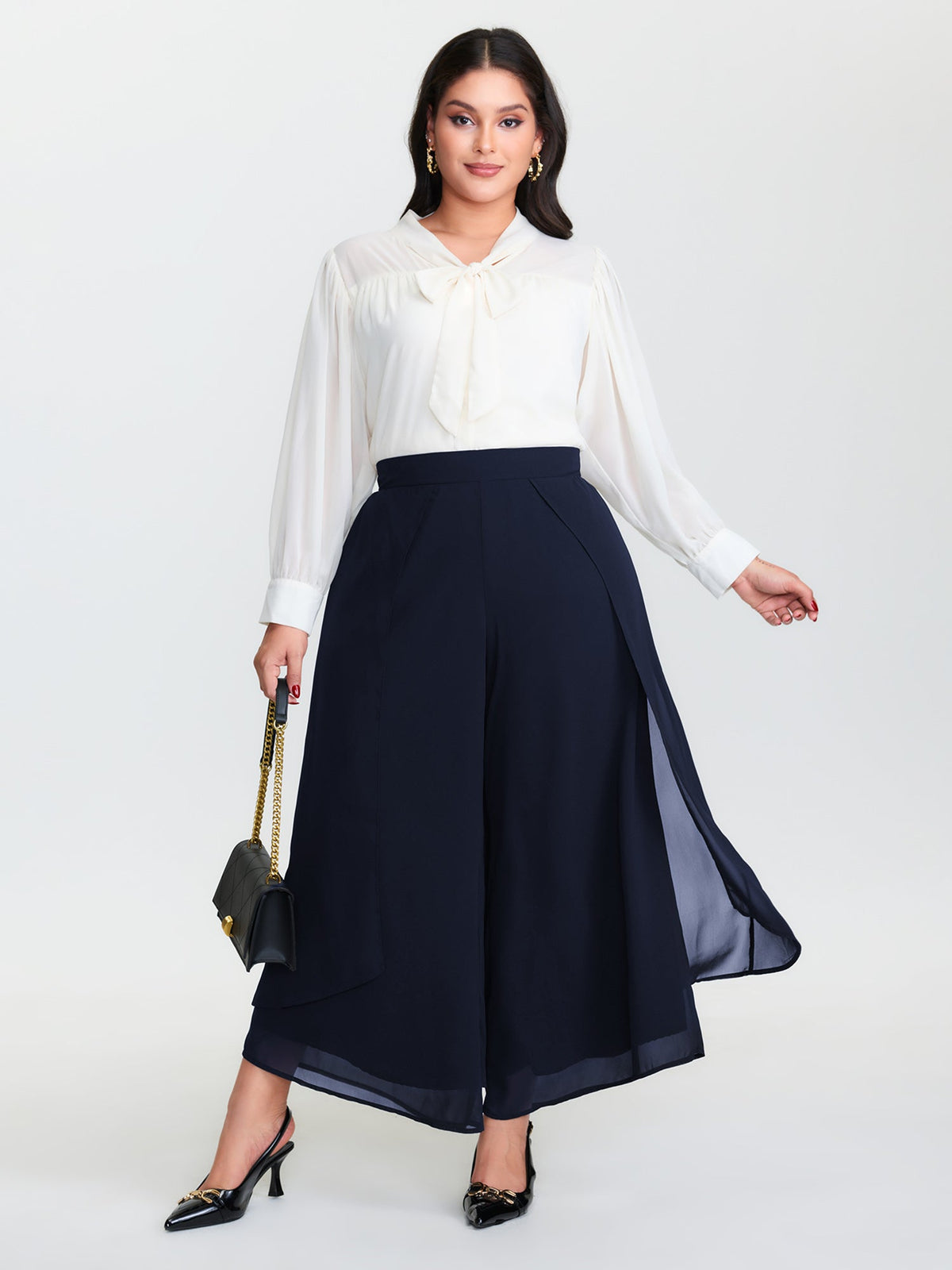 Chiffon Stretchy Waist Flowy Pants