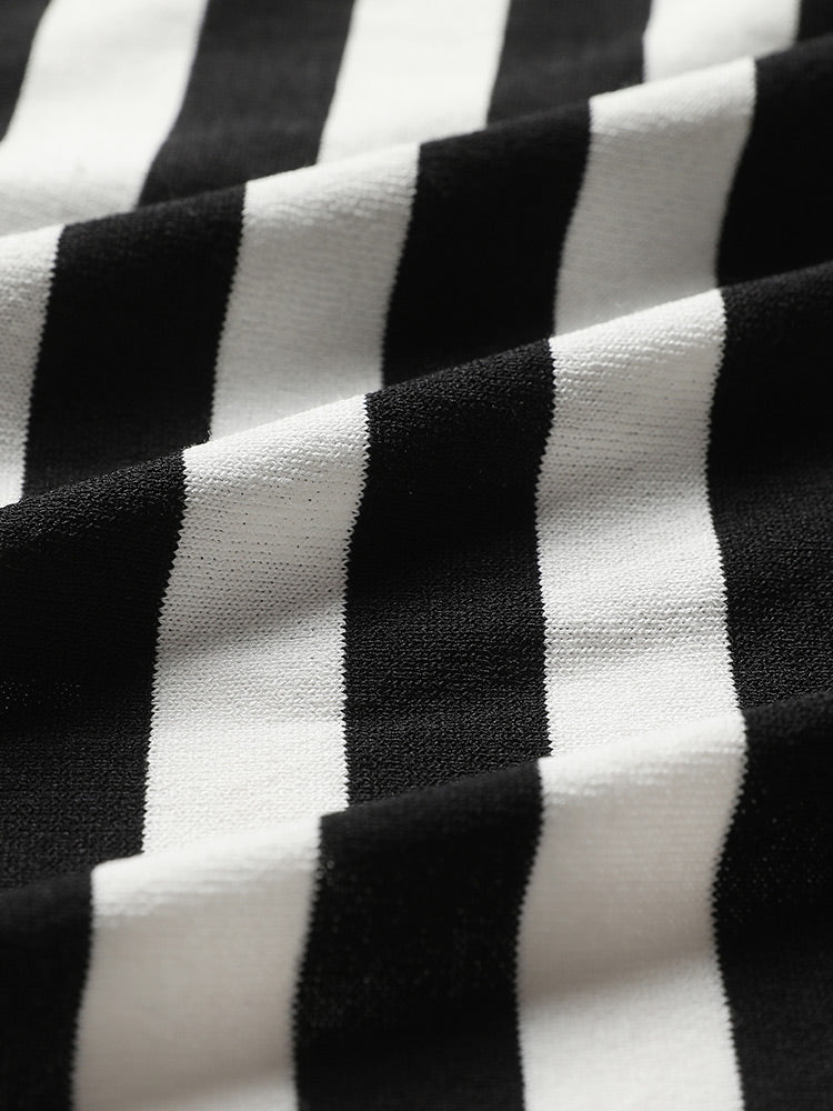 Striped Open Front Drop Shoulder Tunic Cardigan