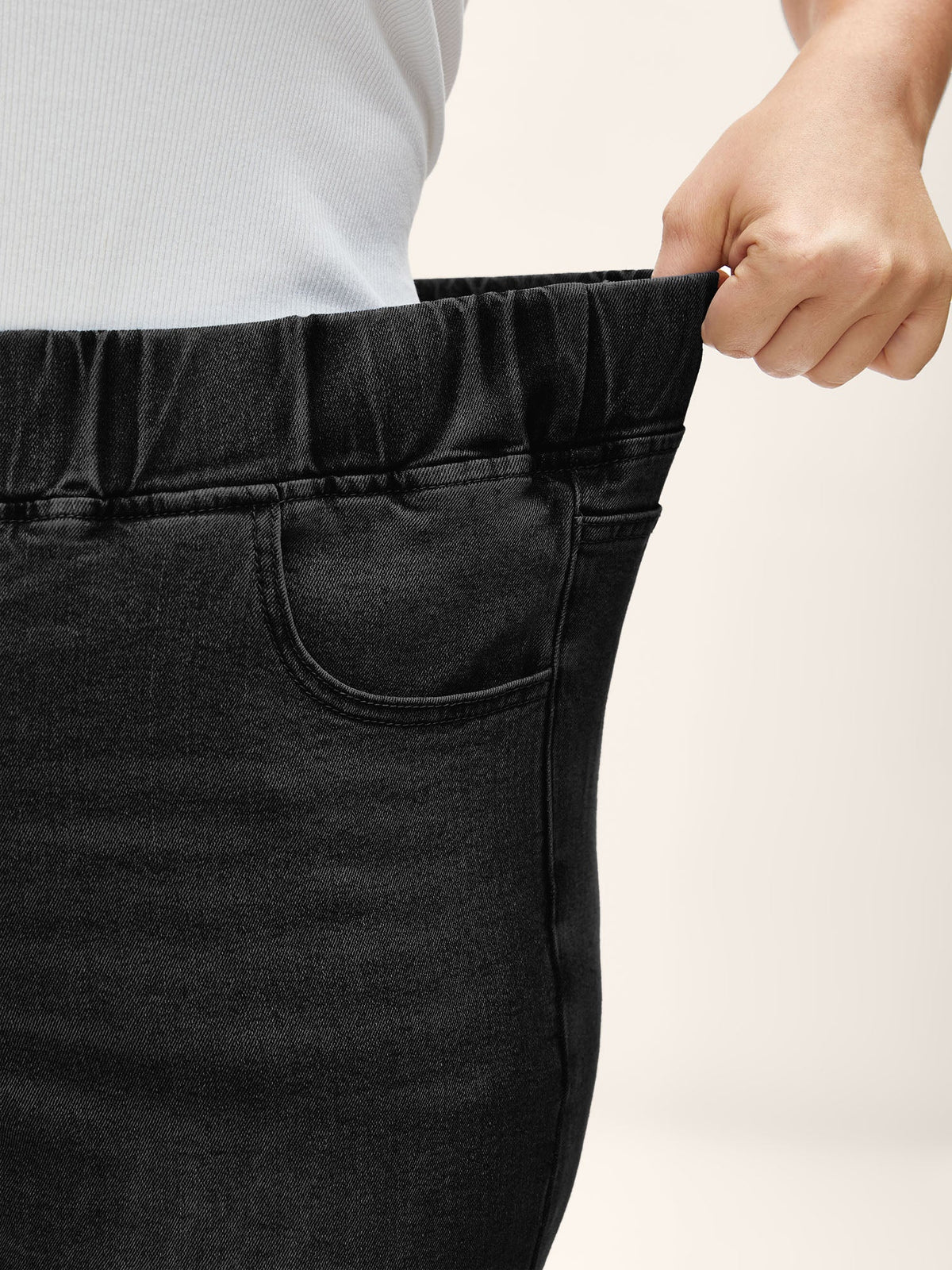 Pull-On Stretchy Skinny-Fit Denim Shorts