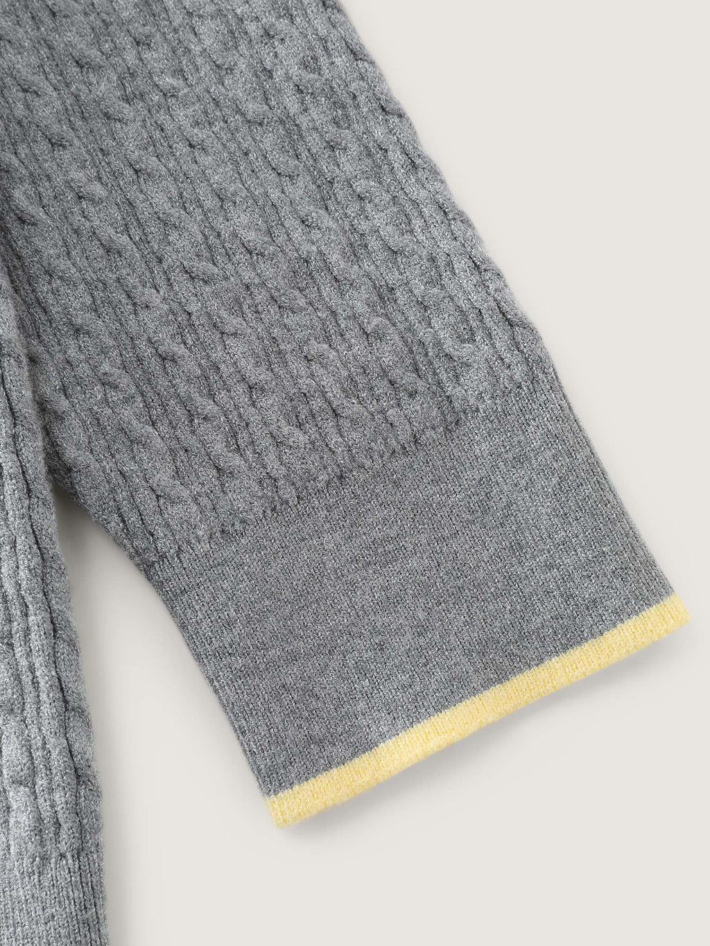Textured Contrast Hooded Zipper Knit Cardigan