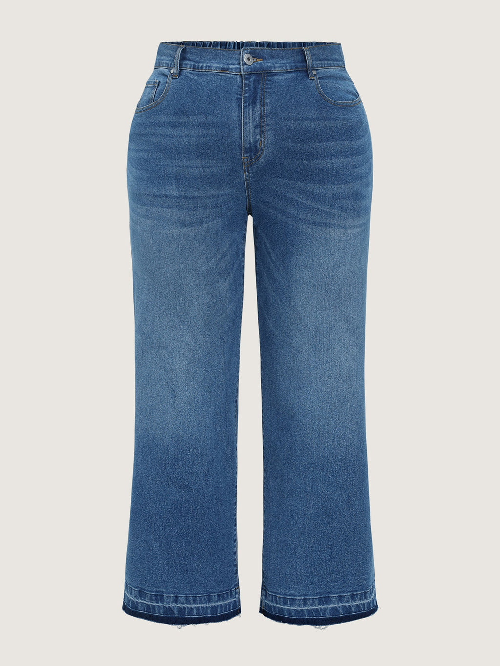 Stretchy Back Elastic Waist Wide Leg Jeans