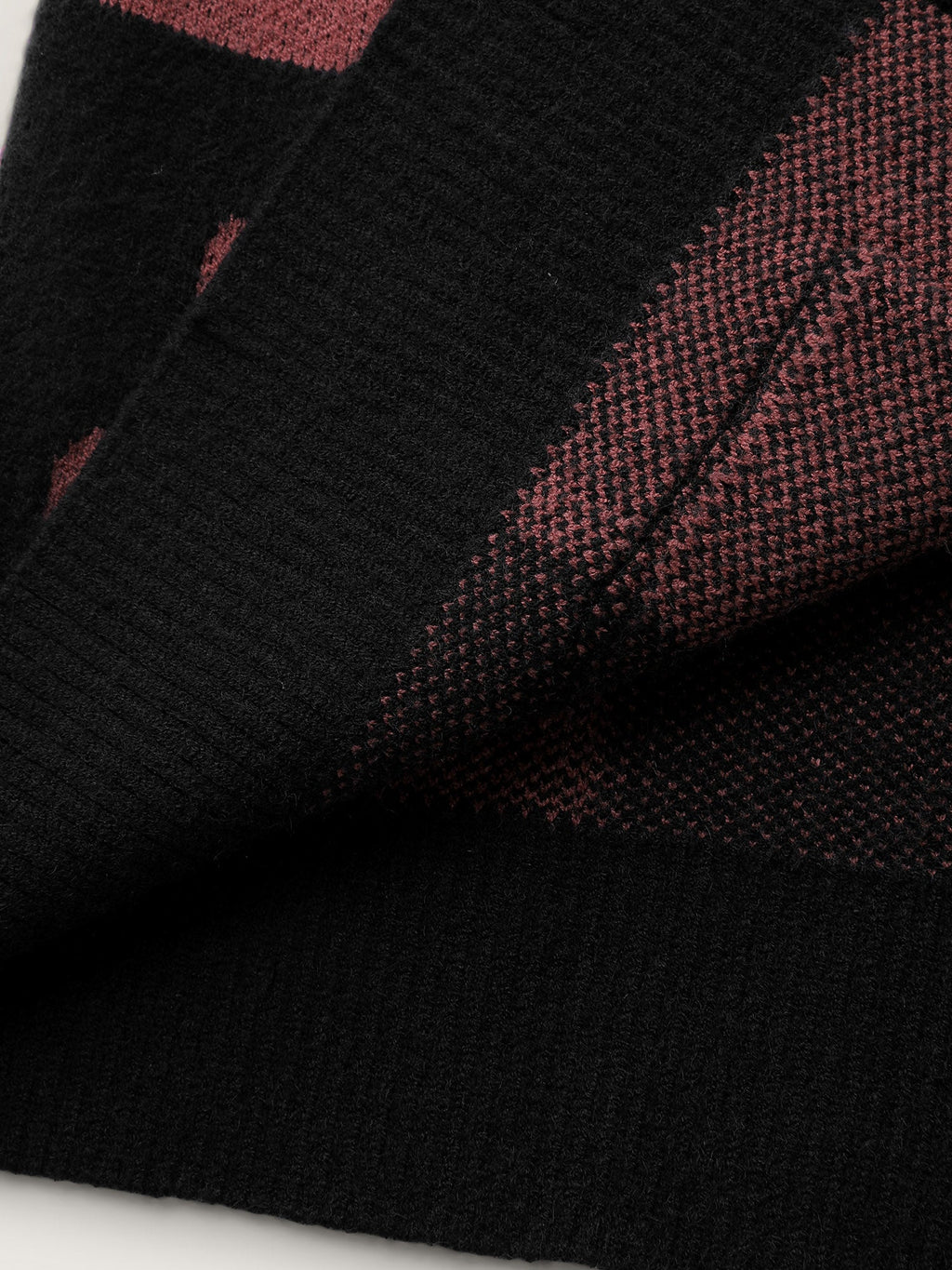 Supersoft Checkered Floral Superstretchy Knit Cardigan