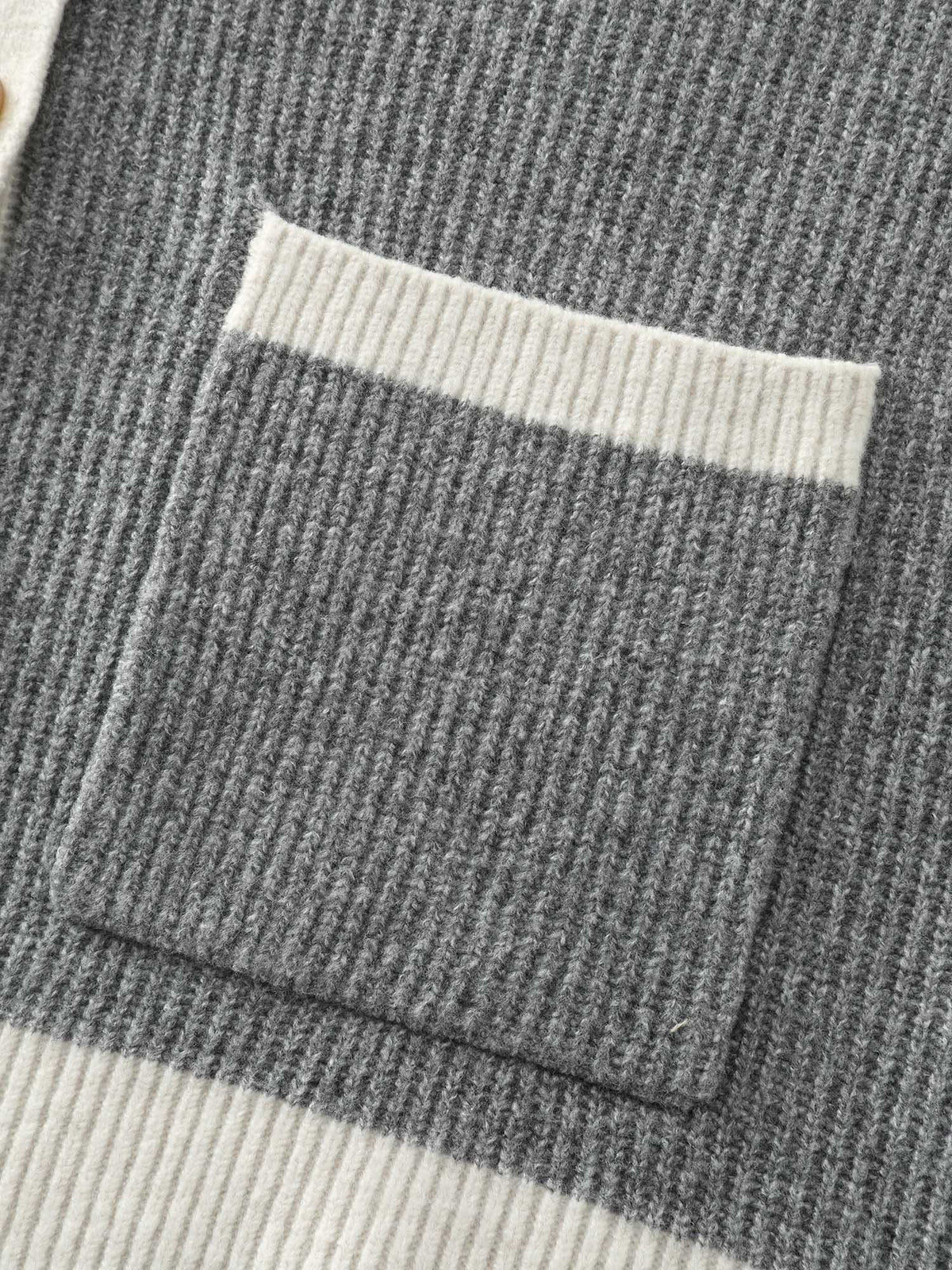 Hooded Colorblock Pockets Button Knit Cardigan