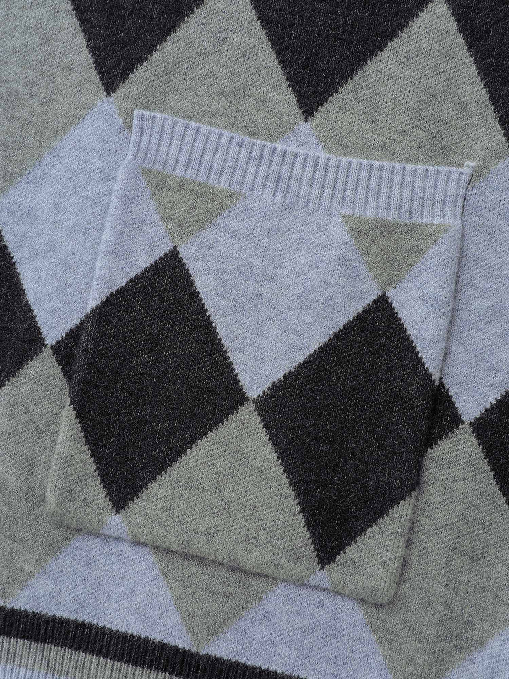 Geometrical Pattern Open-Front Knit Cardigan
