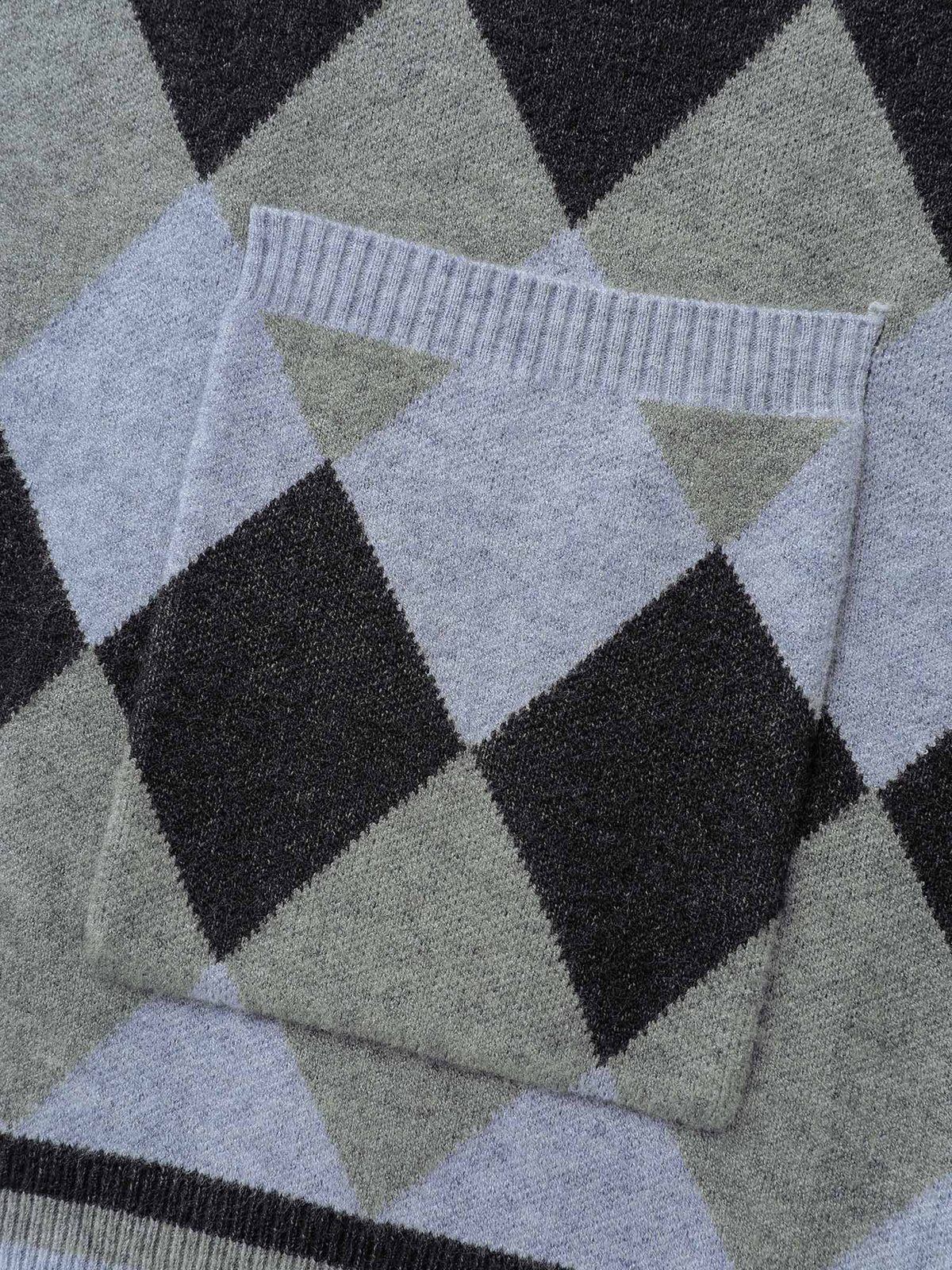 Geometrical Pattern Open-Front Knit Cardigan