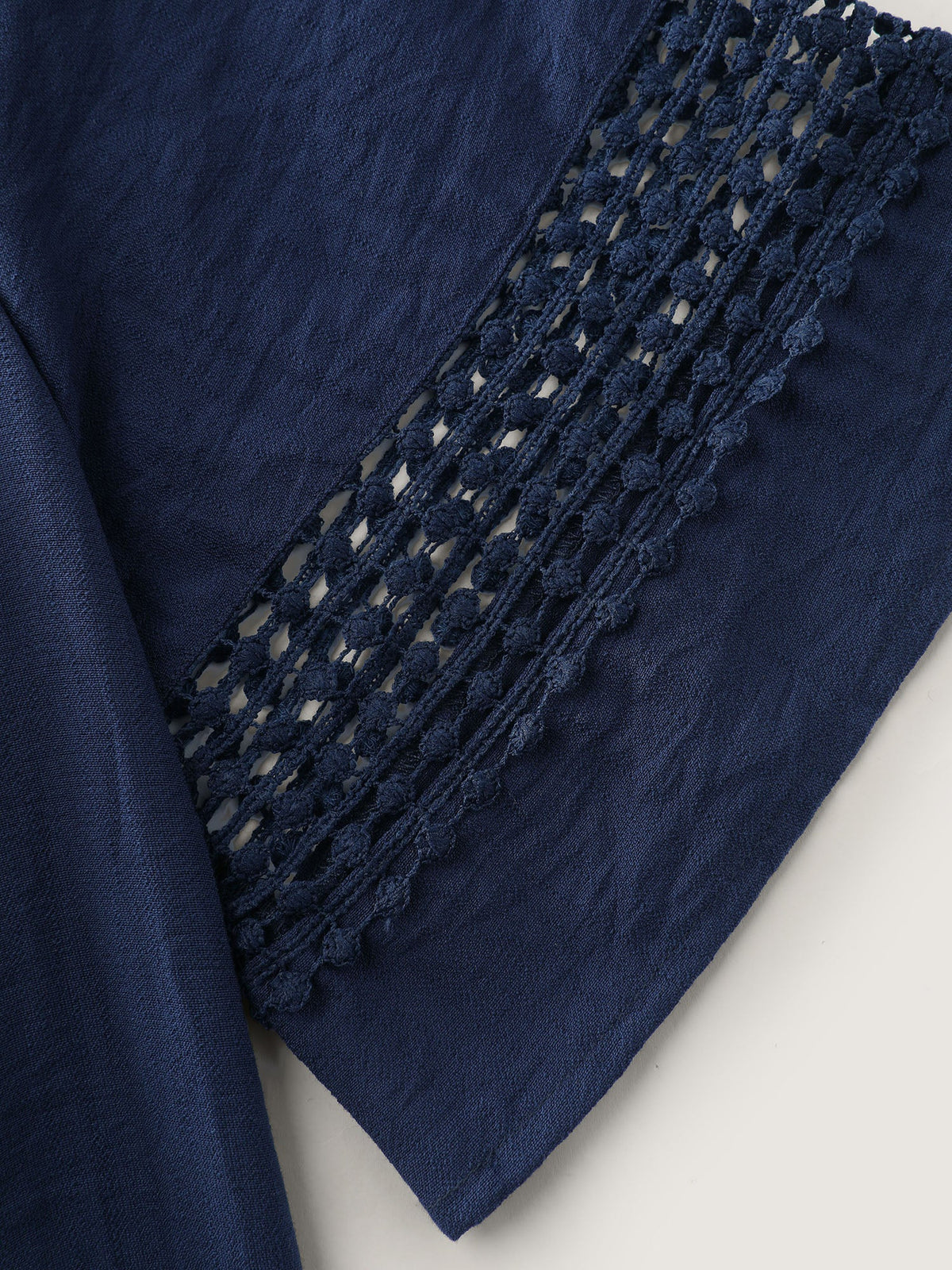 Lace Trim Gathered Front Blouse