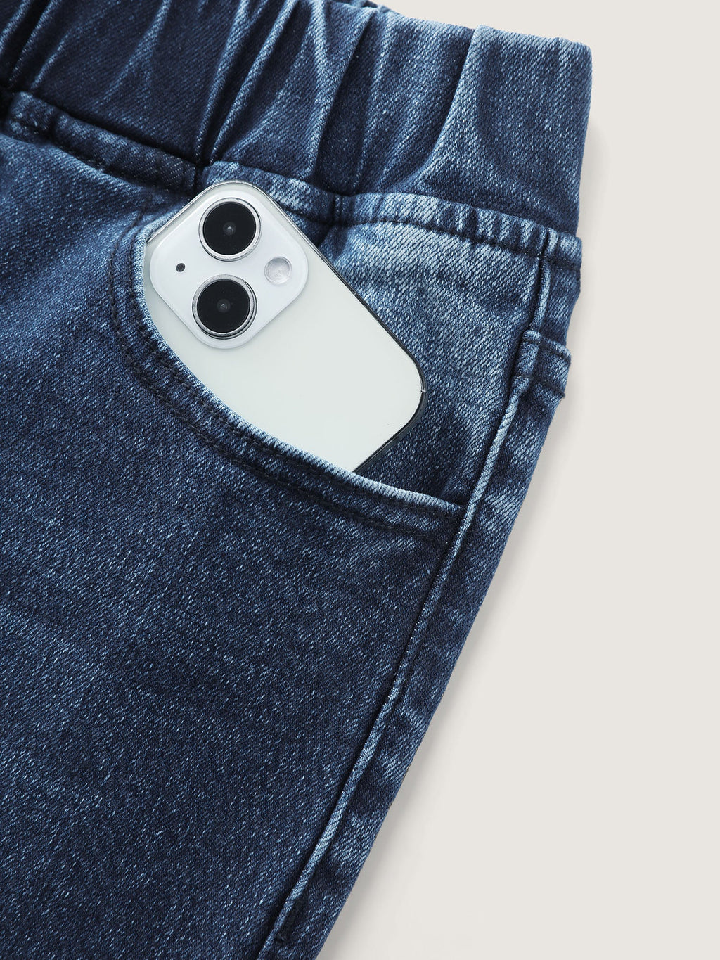 Pull-On Stretchy Waist Ripped Detail Jeans