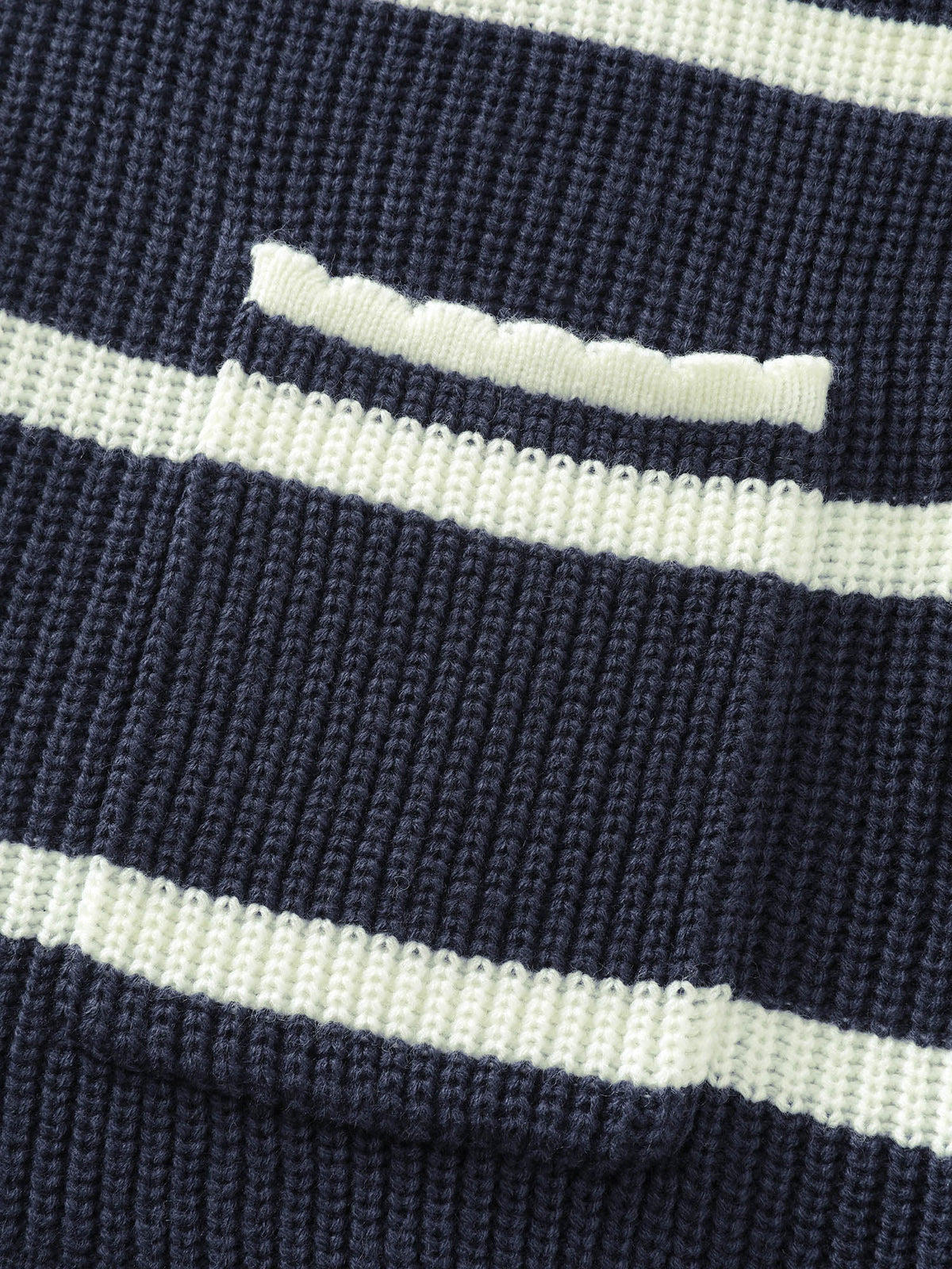 Striped Sailor Collar Pockets Knit Cardigan