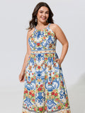 Vintage Floral Print Pockets Midi Dress