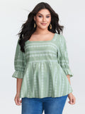 Boho Stripe Print Square Neck Blouse