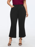 High Waist Pocket Flare Cropped Pants
