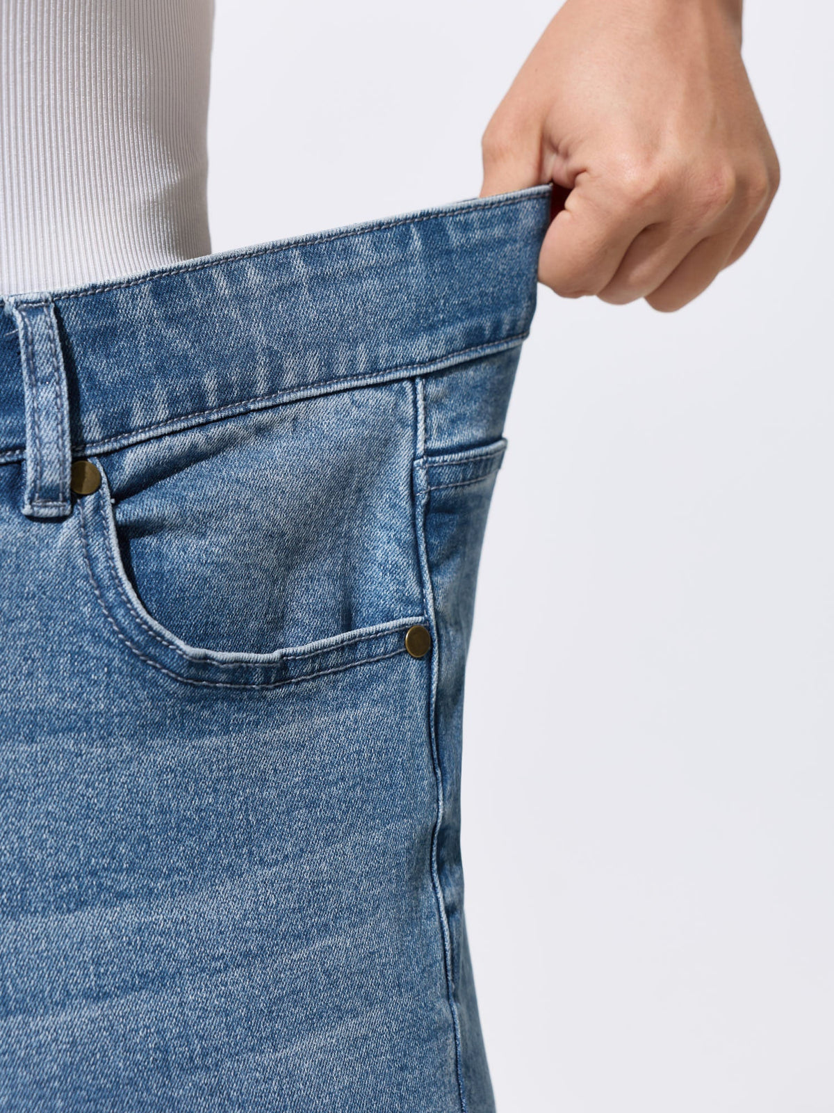 Stretchy High-Rise Elastic Back Waist Jeans
