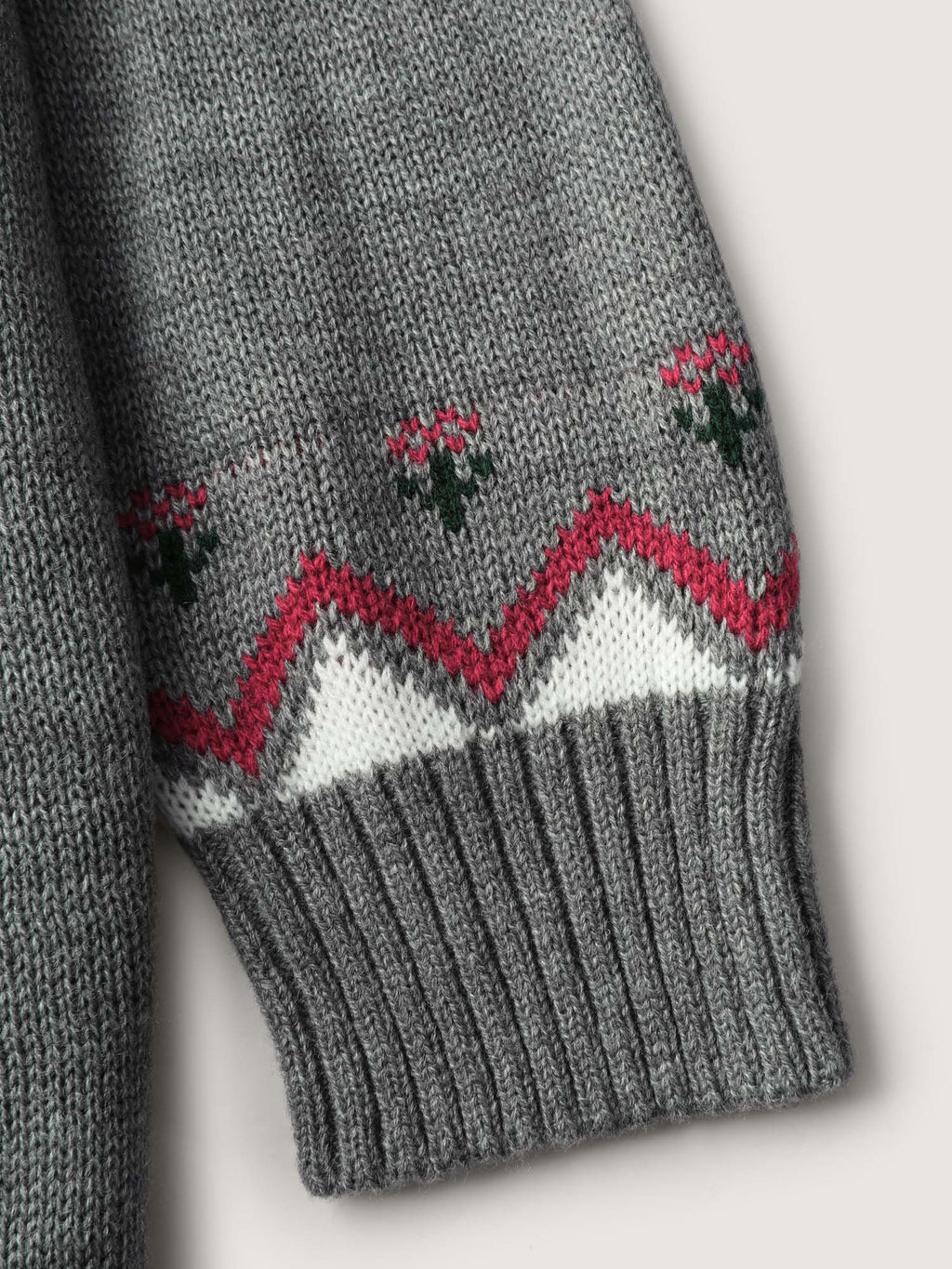 Apple Pattern Color Contrast Knit Cardigan