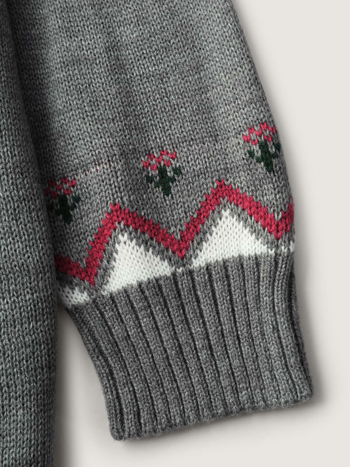 Apple Pattern Color Contrast Knit Cardigan