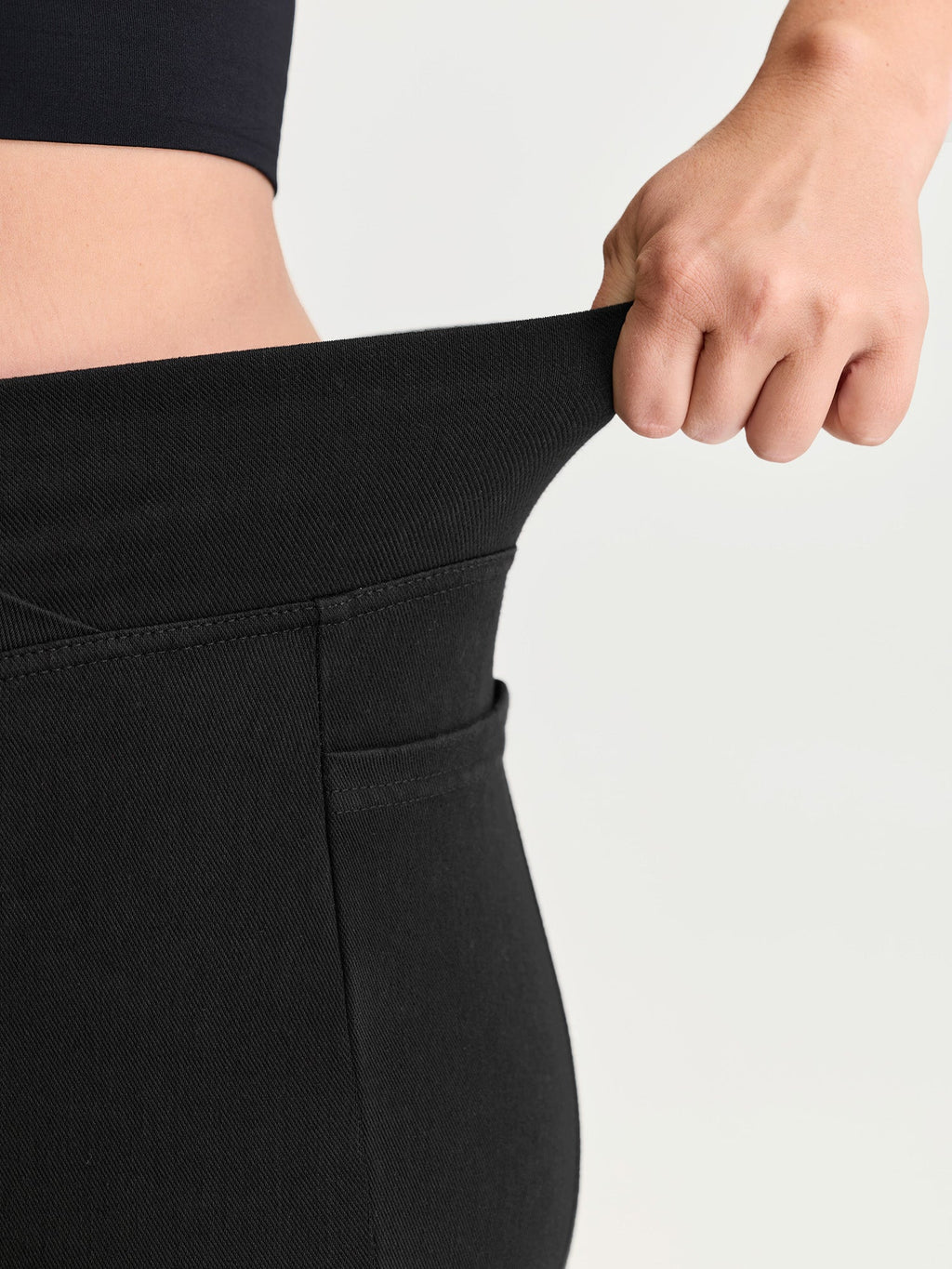 Stretchy Skinny-Fit Overlap Waist Knit Jeans