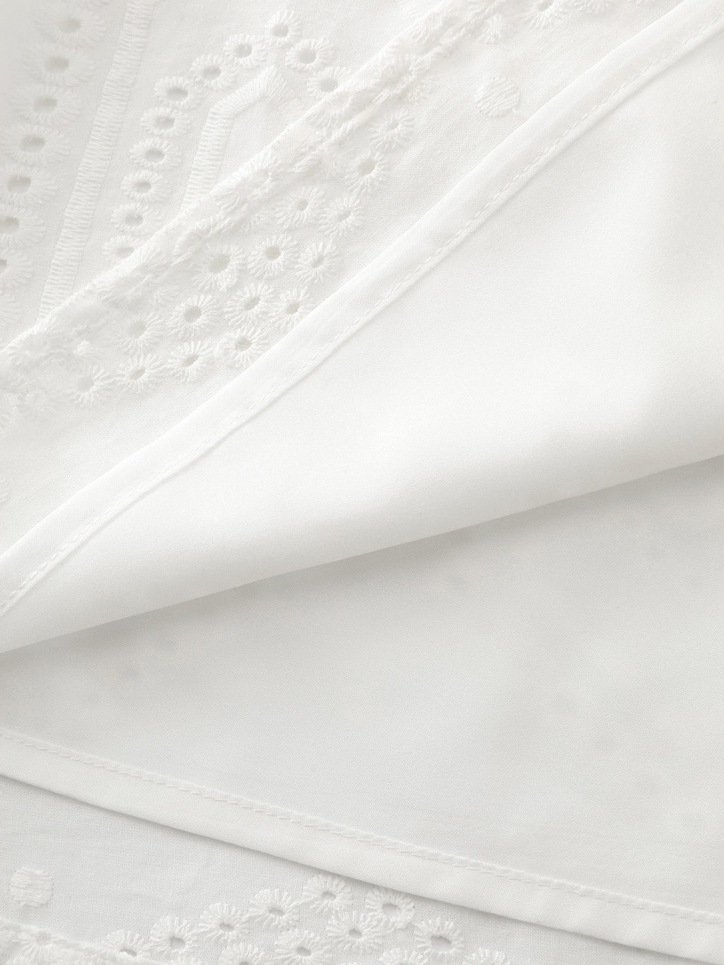 Cotton Cut-Out Lotus Leaf Neckline Blouse