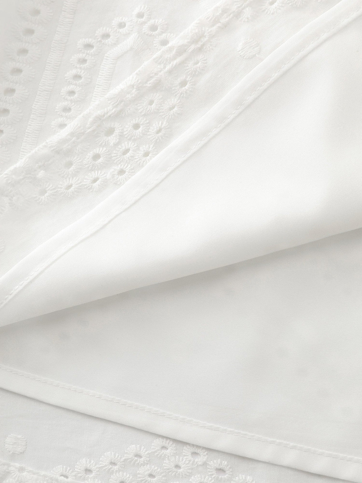 Cotton Cut-Out Lotus Leaf Neckline Blouse