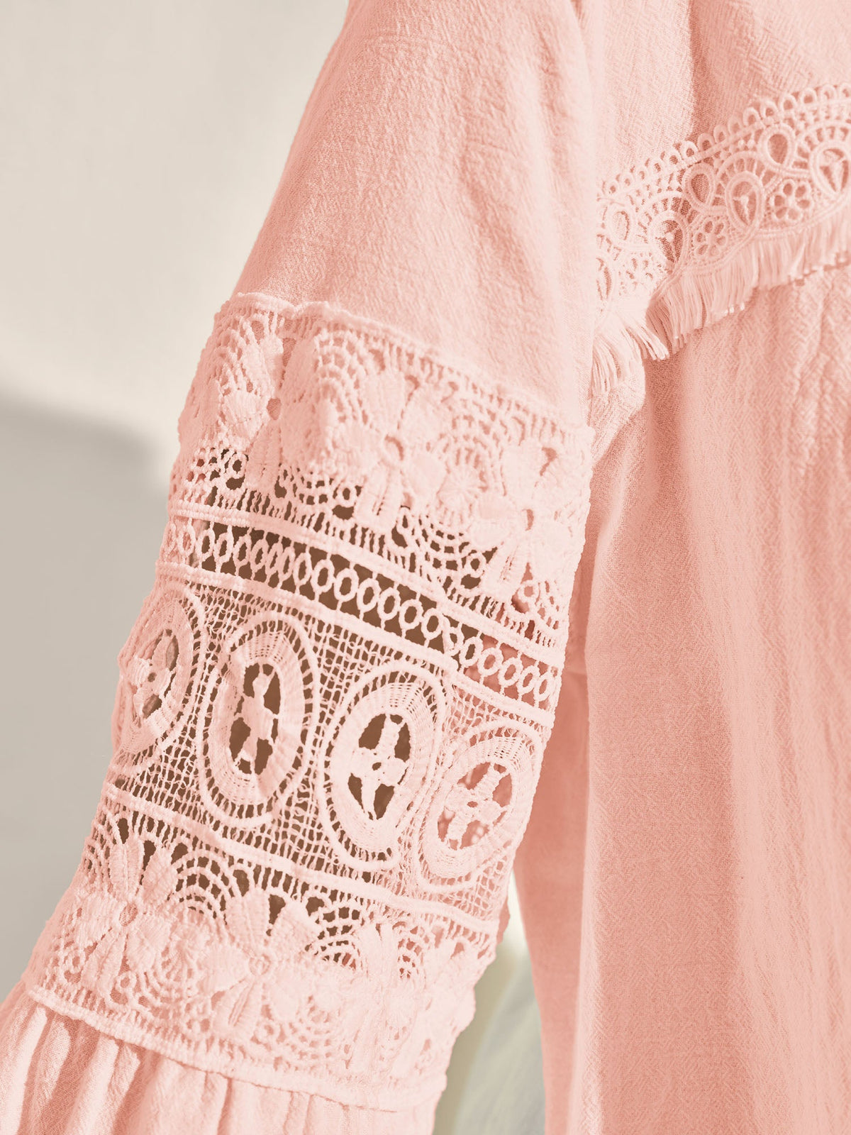 Pure Cotton Sheer Lace Trim Blouse