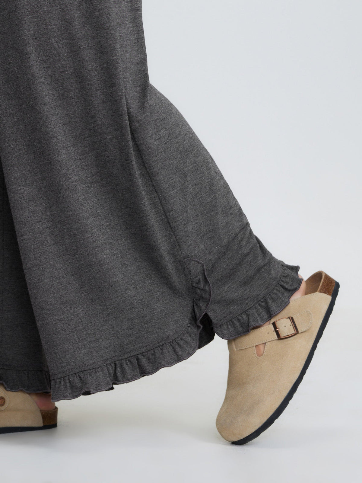 Supersoft Drawstring Waist Ruffled Hem Pants