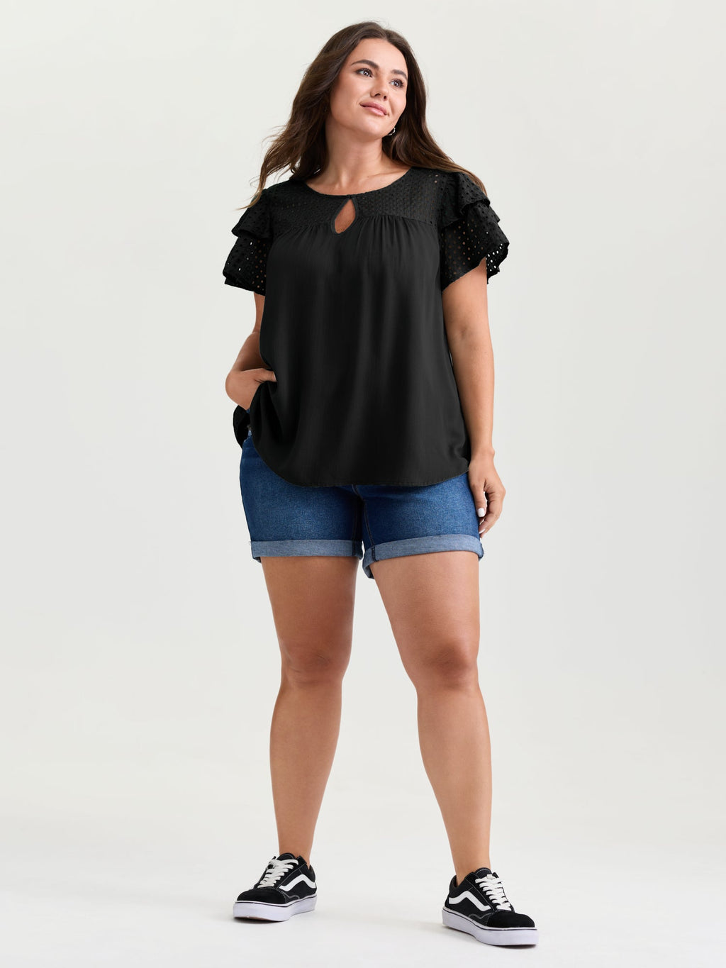 Pure Cotton Layered Sleeve Flowy Blouse