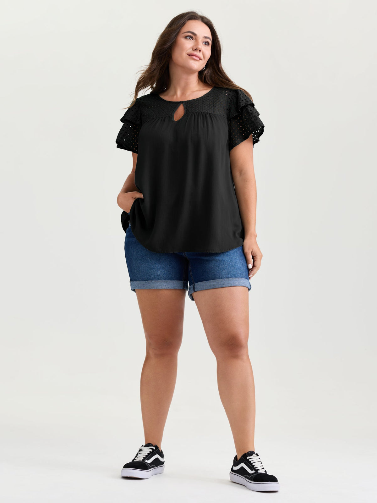 Pure Cotton Layered Sleeve Flowy Blouse