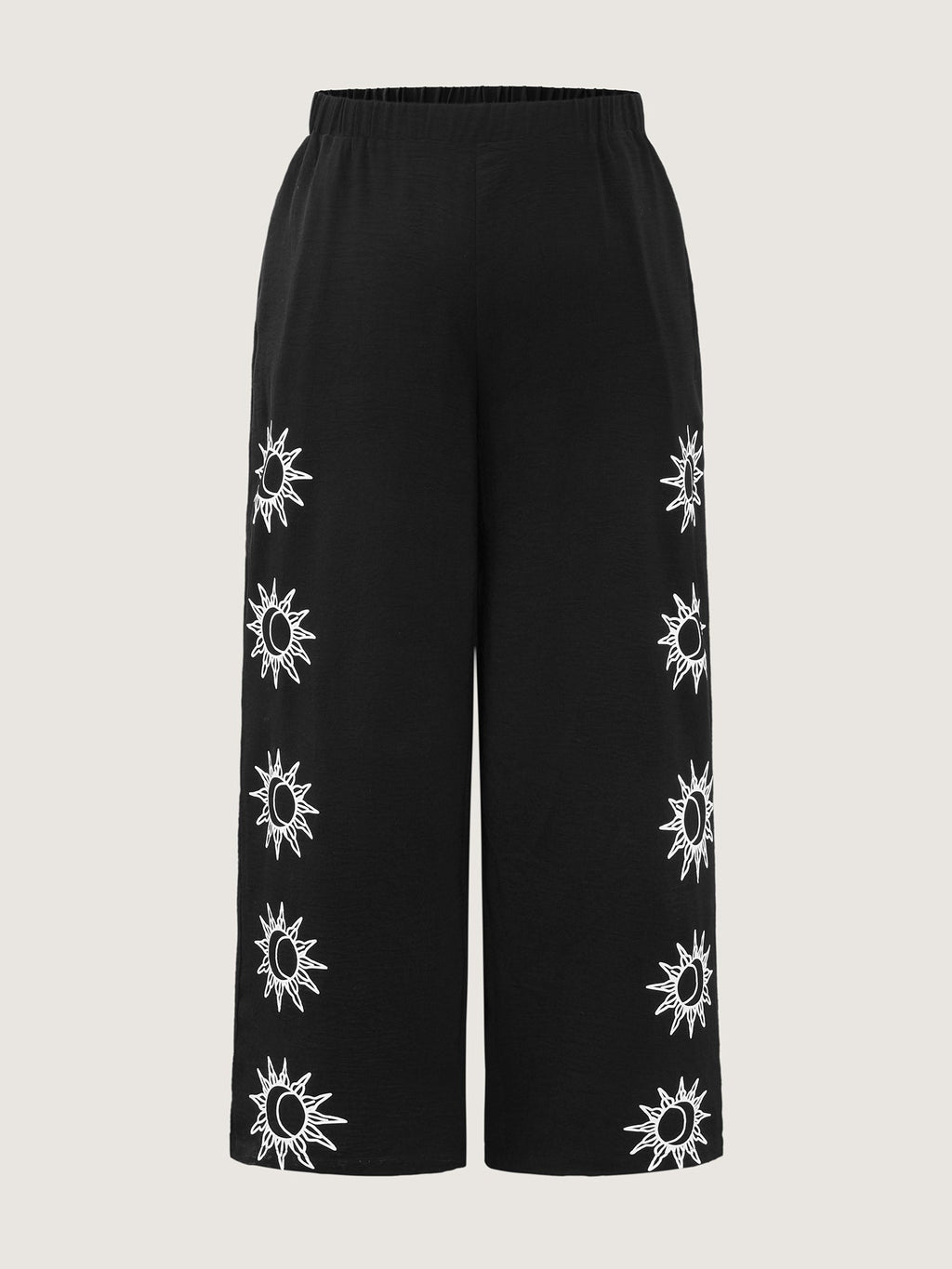 Monochrome Floral Pattern Pants