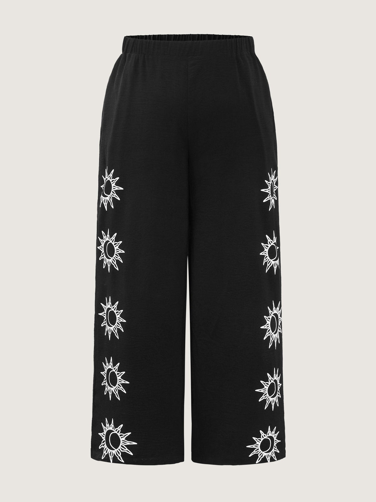 Monochrome Floral Pattern Pants