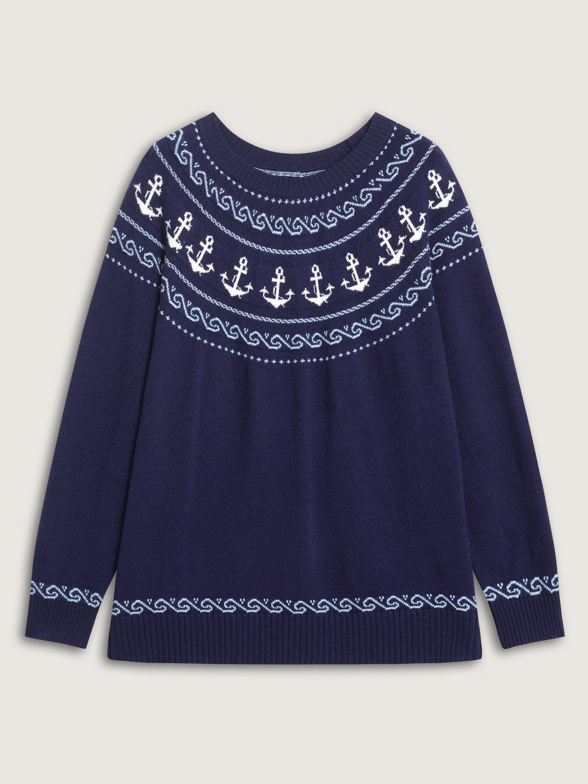 Fair-Isle Nautical Elements Jacquard Pullover