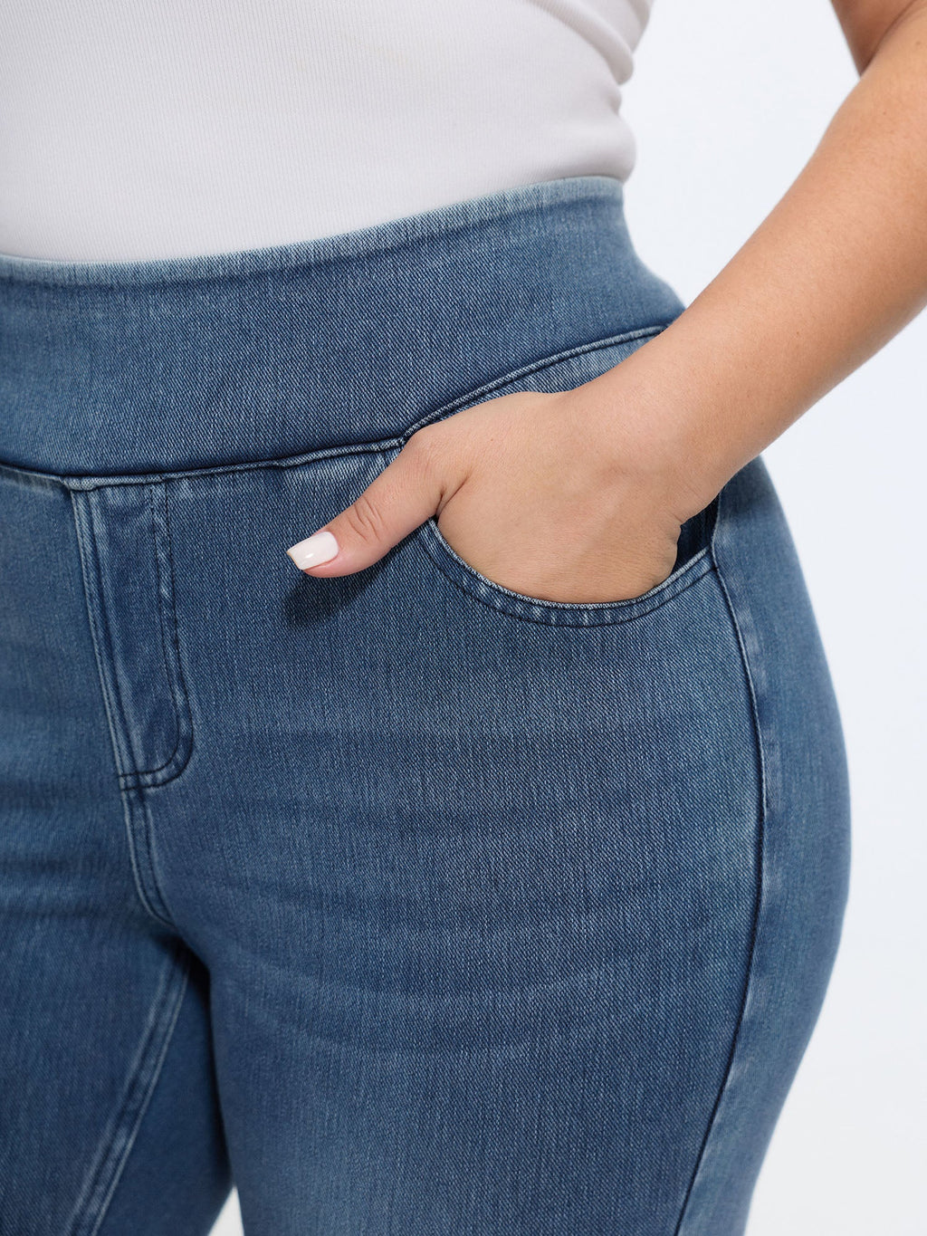 Stretchy Pull-On Skinny-Fit Knit Jeans