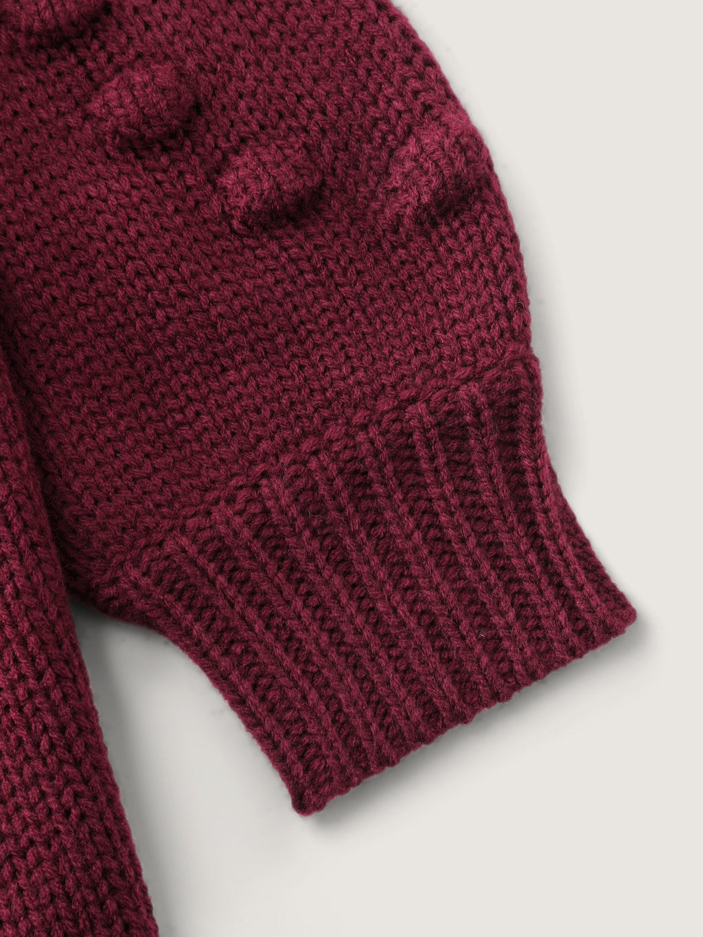 Heart Textured Lantern Sleeve Knit Cardigan