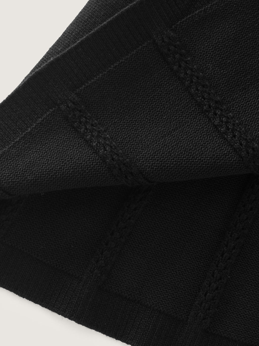 Textured A-Shaped Hem Lantern Sleeve Knit Cardigan