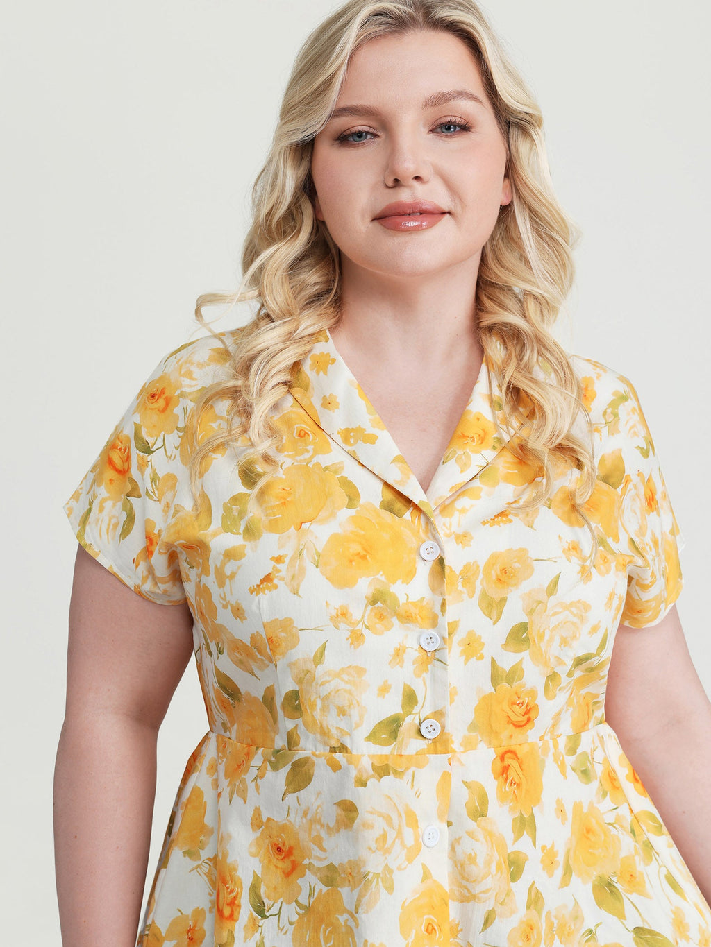 Pure Cotton Floral Print Front Placket Blouse