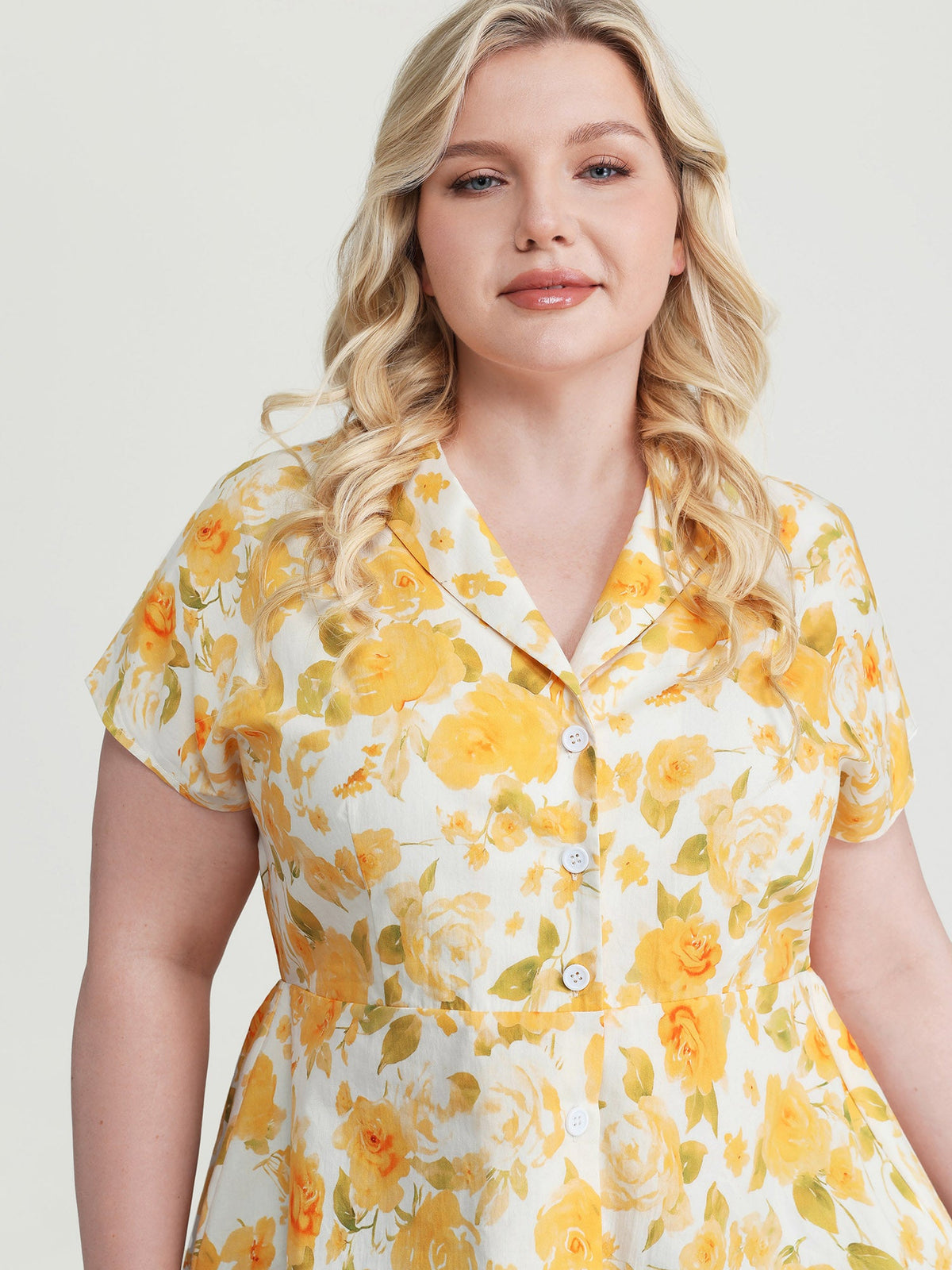 Pure Cotton Floral Print Front Placket Blouse