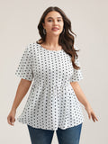 Polka Dot Button-Back Flared Shirt