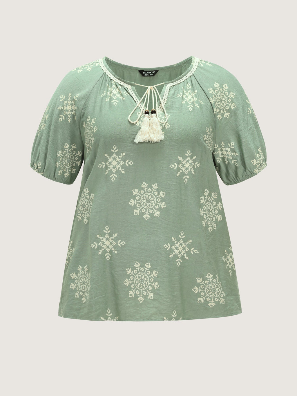 Boho Print Puffy Sleeve Blouse