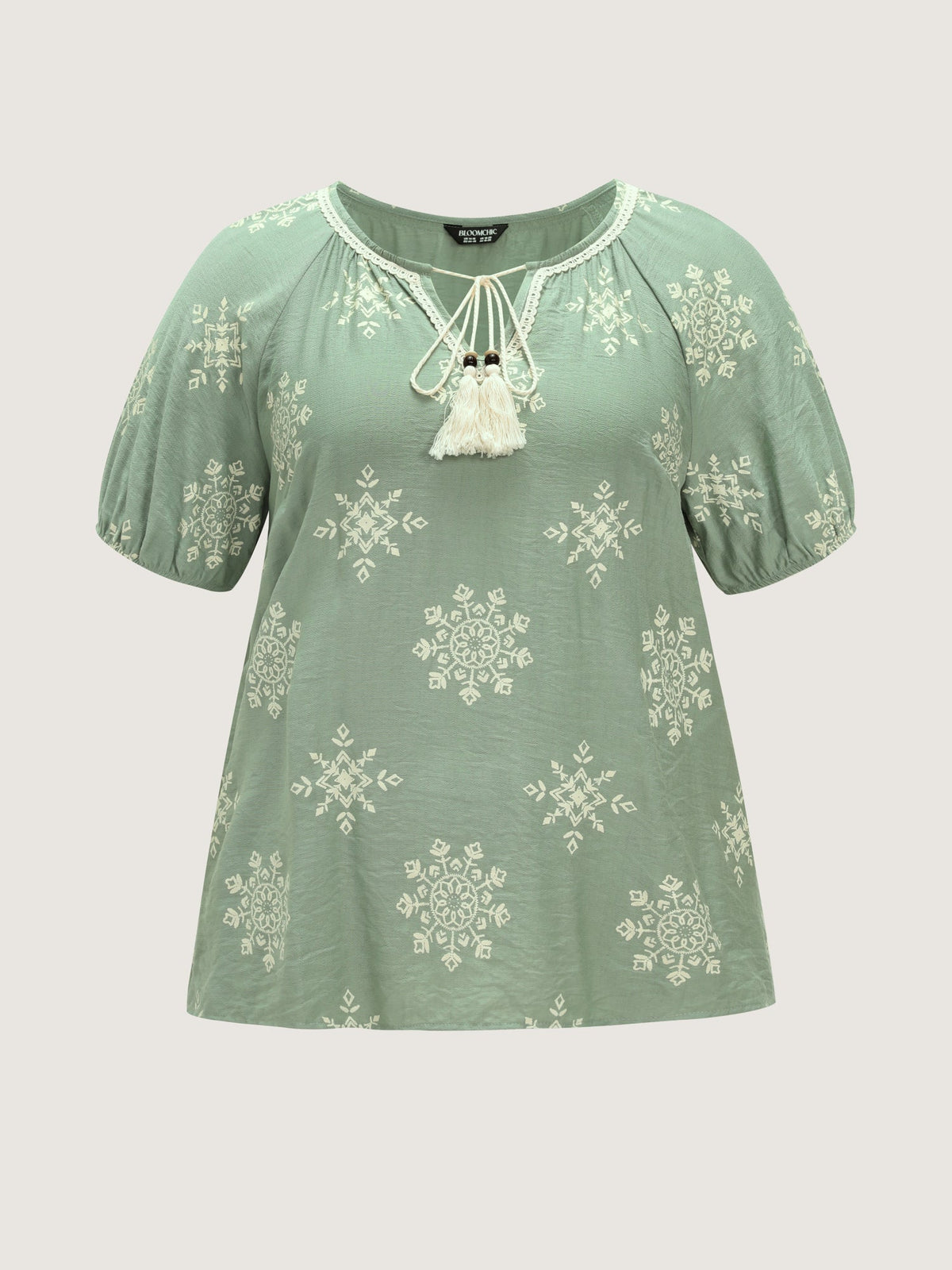Boho Print Puffy Sleeve Blouse
