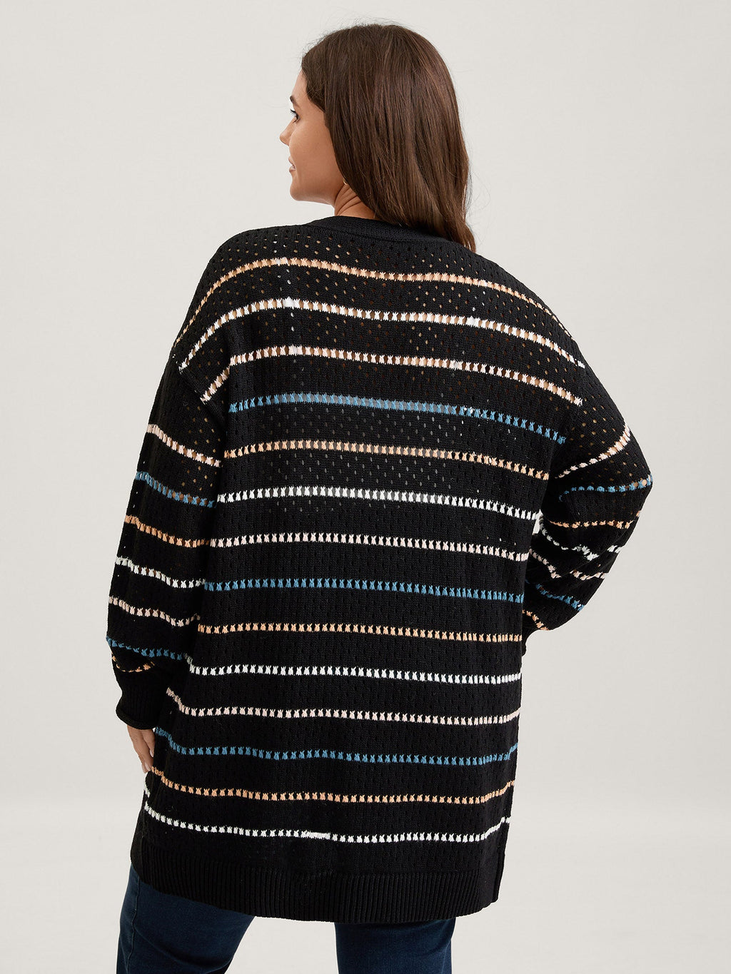 Colorful Stripes Button Detail Knit Cardigan