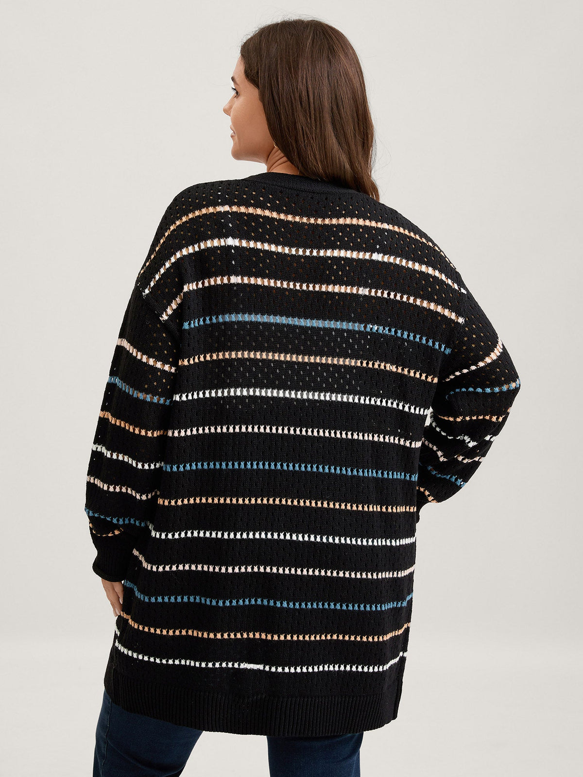 Colorful Stripes Button Detail Knit Cardigan