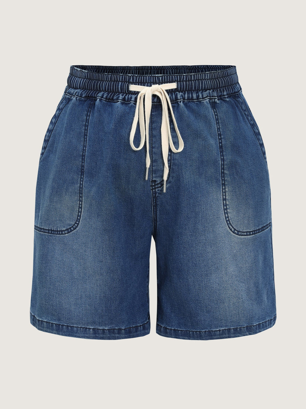 Pull-On Elastic Waist Denim Shorts