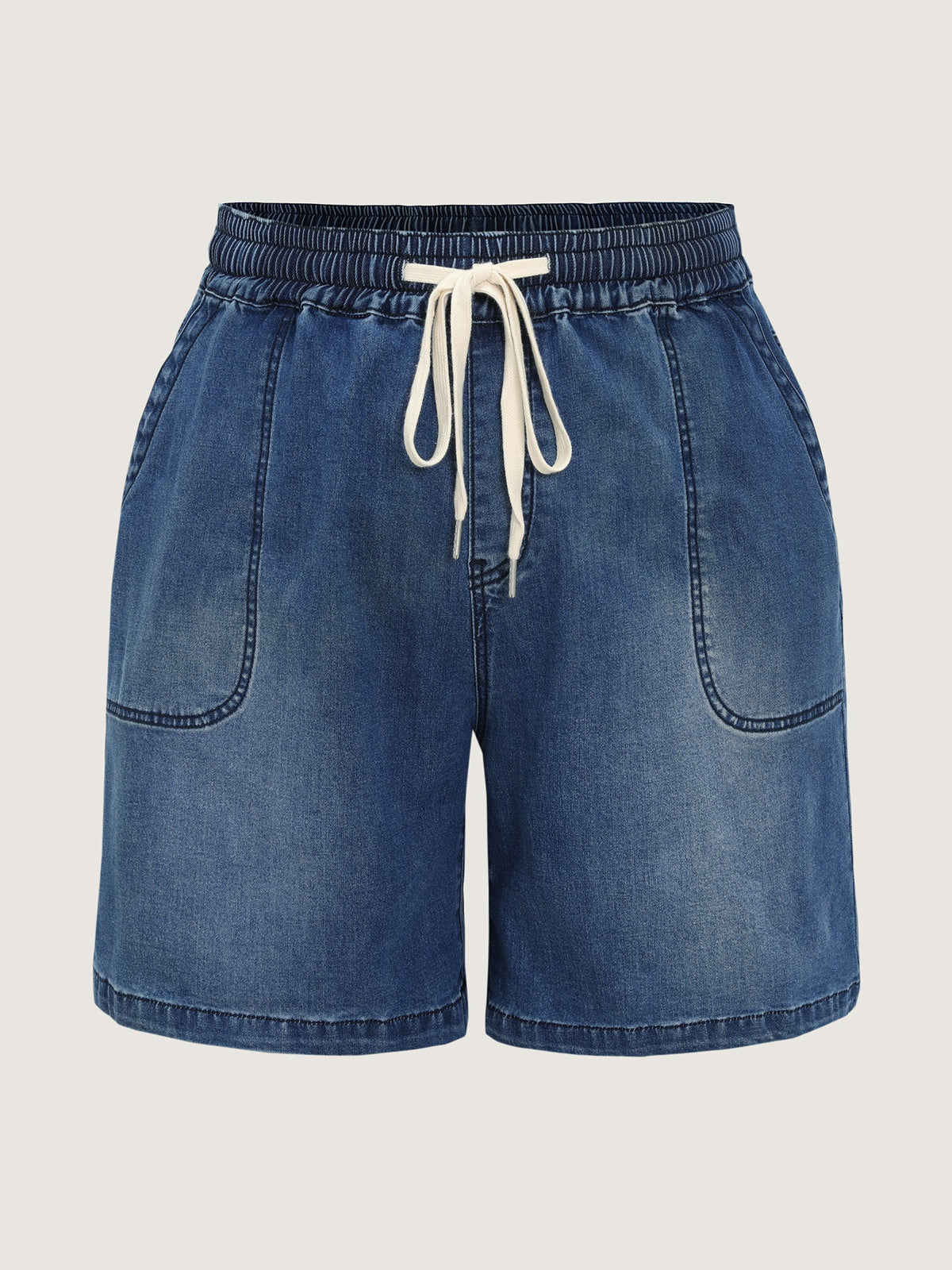 Pull-On Elastic Waist Denim Shorts
