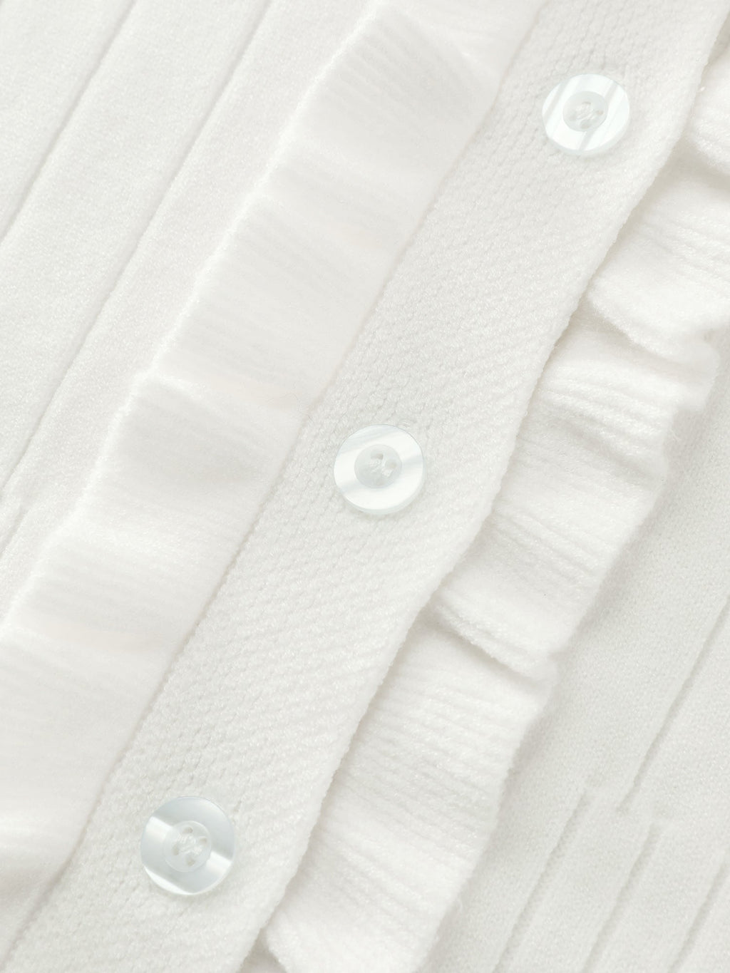 Ruffled Placket Striped Texture Knit Cardigan